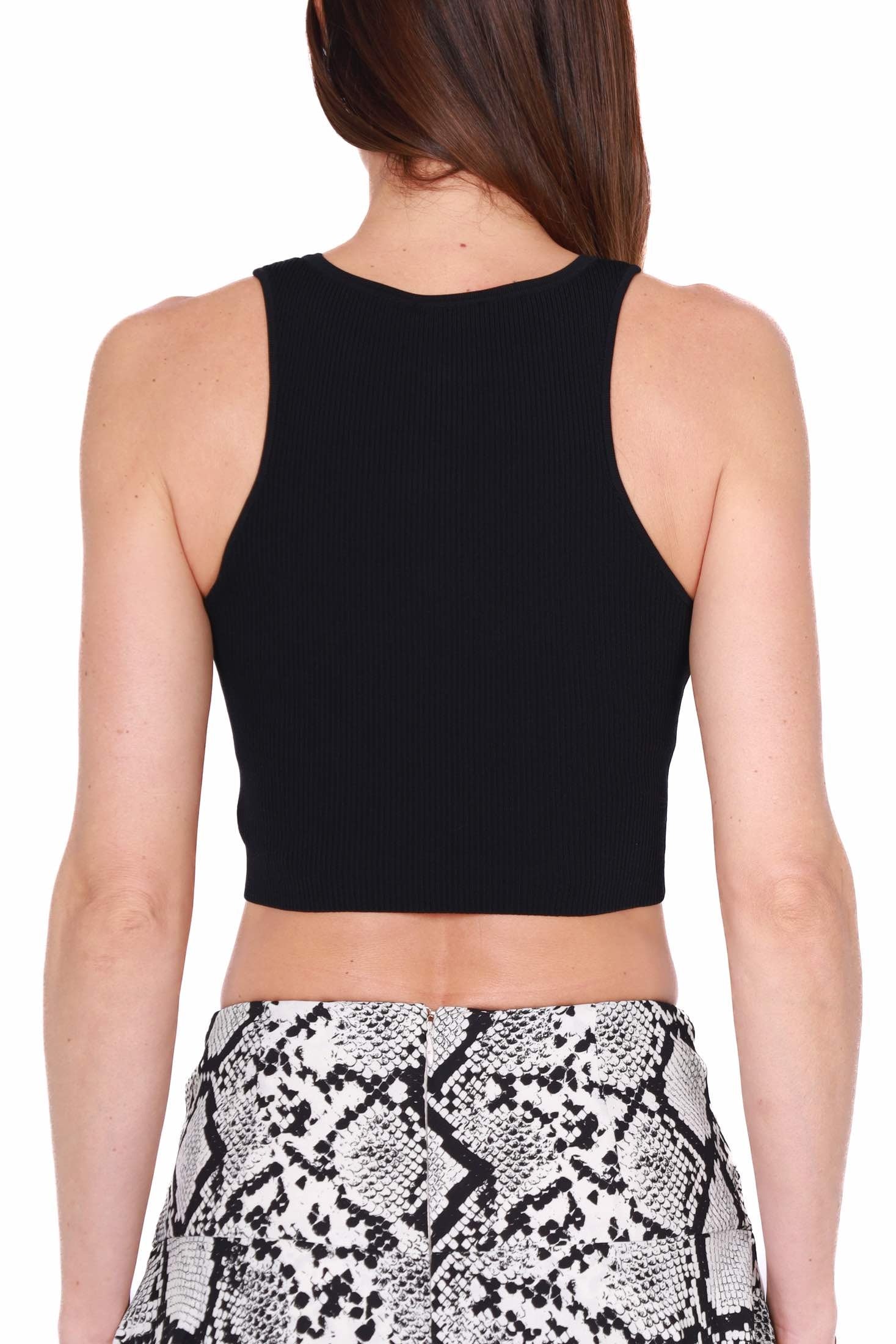 Elisabetta Franchi top cropped a costine nero