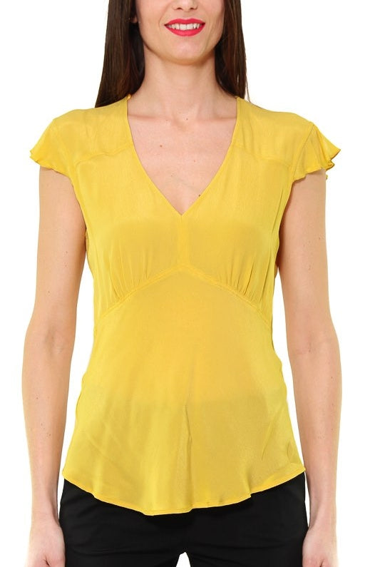Pinko top in crepe di viscosa giallo