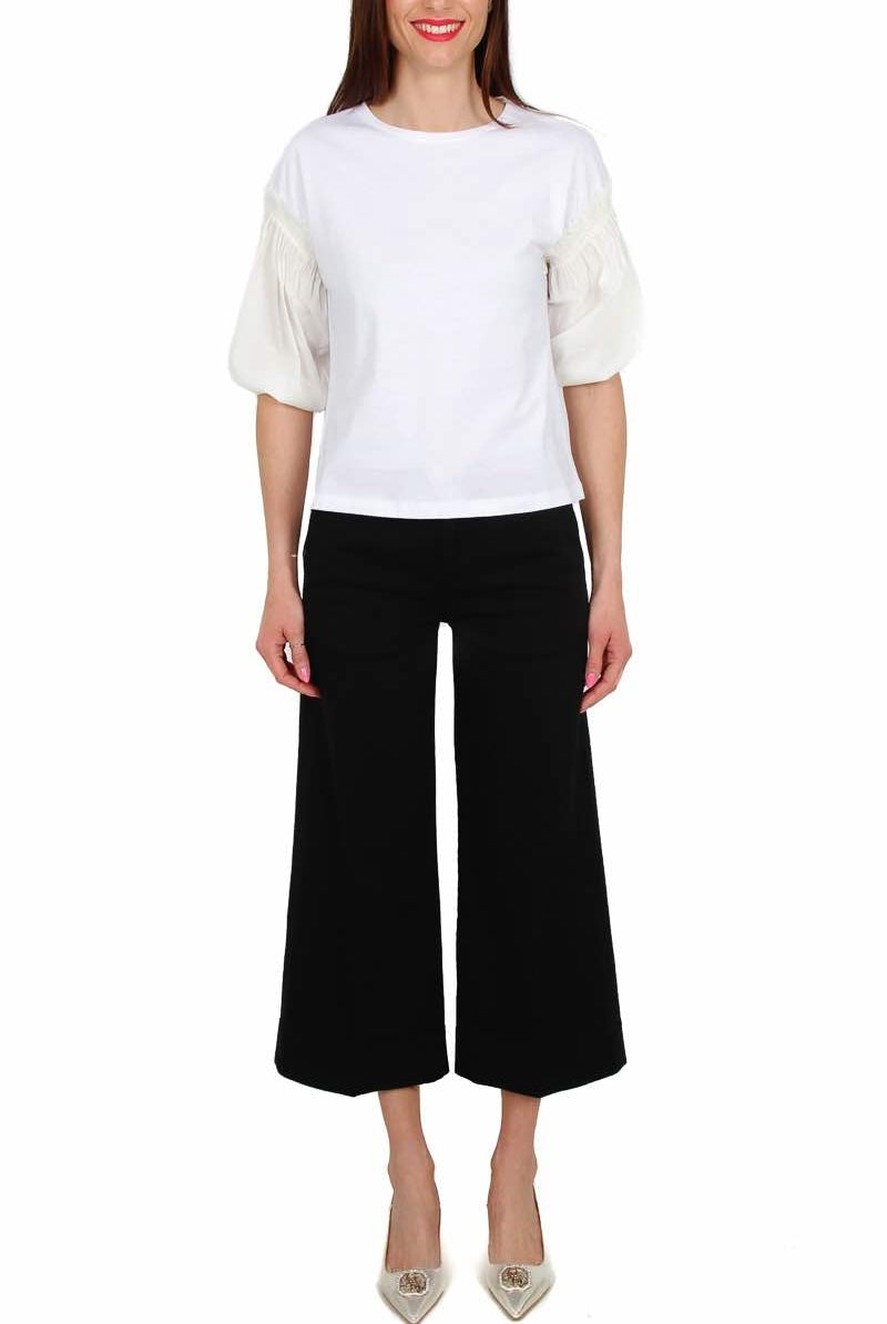 Pinko top in jersey con maniche a palloncino bianco