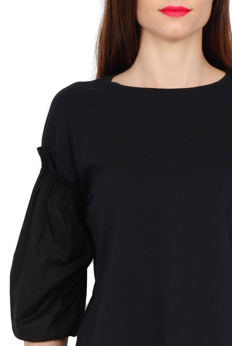 Pinko top in jersey con maniche a palloncino nero
