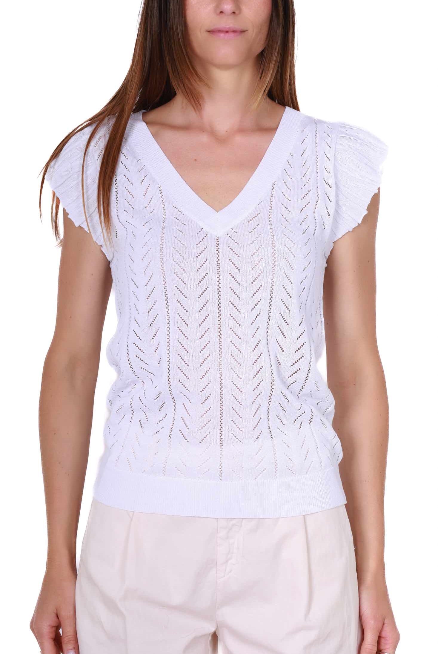 Molly top in maglia effetto pizzo bianco