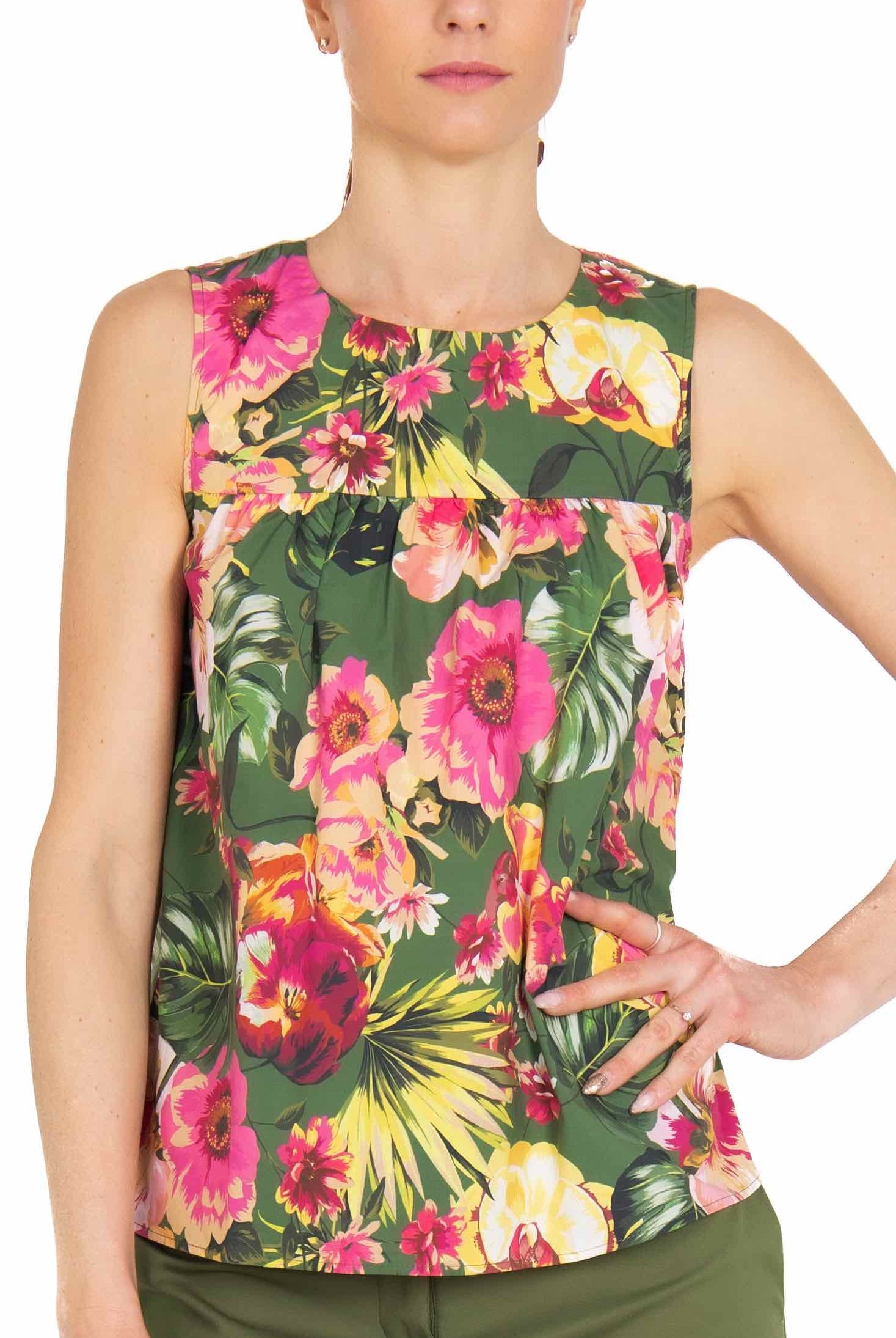 Liu Jo White top in popeline di cotone fantasia