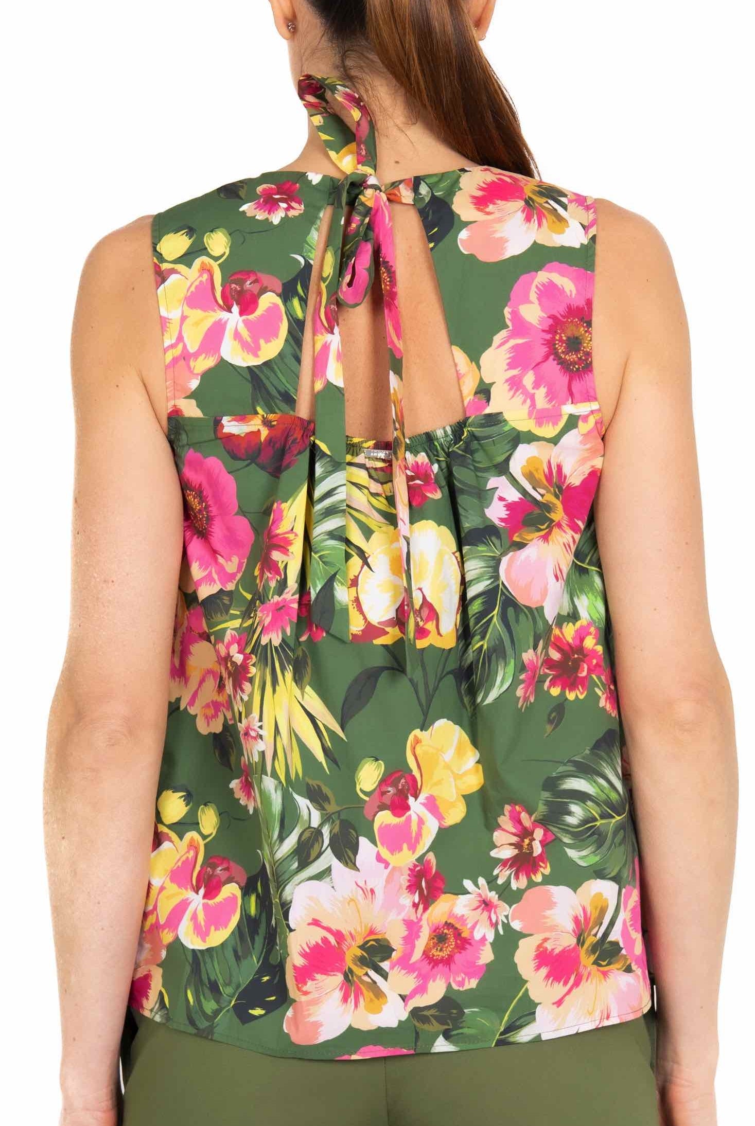 Liu Jo White top in popeline di cotone fantasia