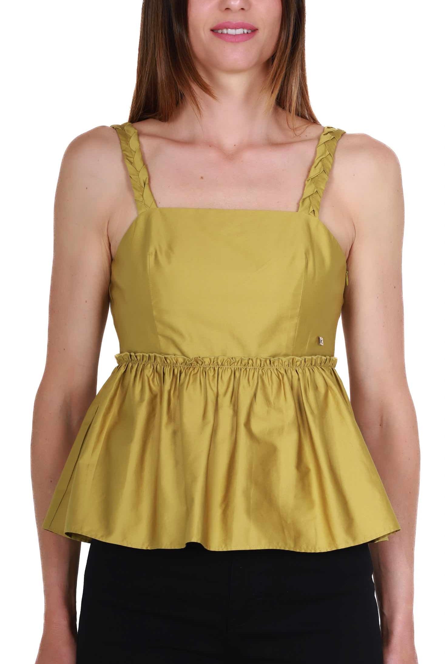 Kocca top in raso di cotone senape
