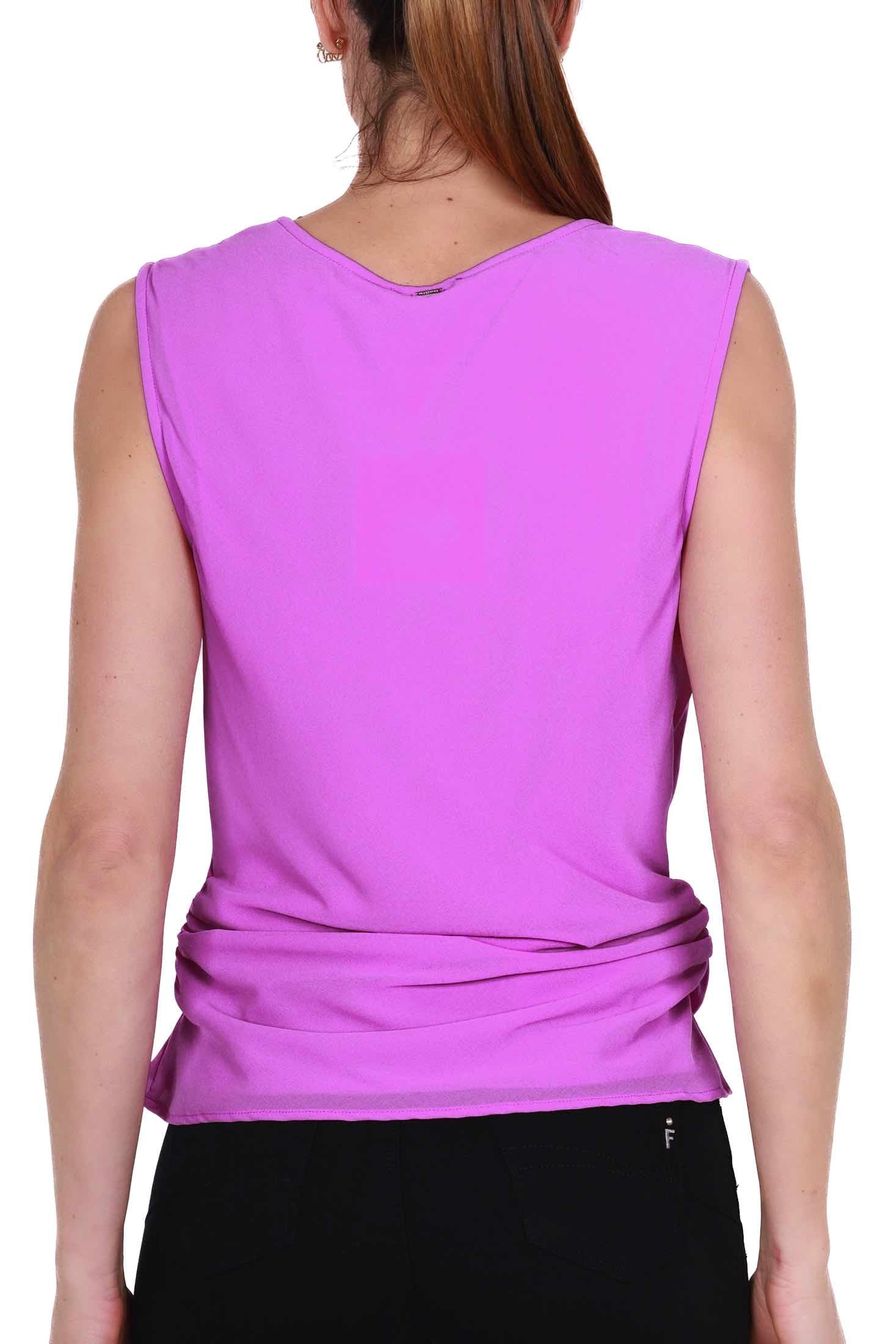 Fracomina top smanicato in georgette di viscosa viola