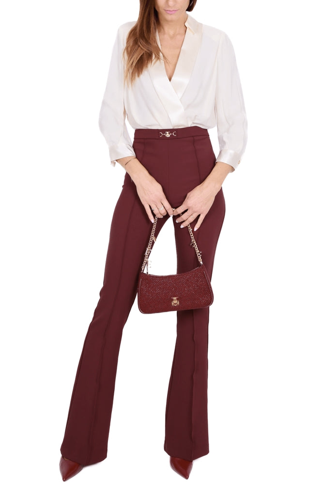 Elisabetta Franchi tuta elegante bicolore bordeaux