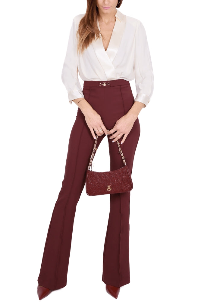 Elisabetta Franchi tuta elegante bicolore bordeaux