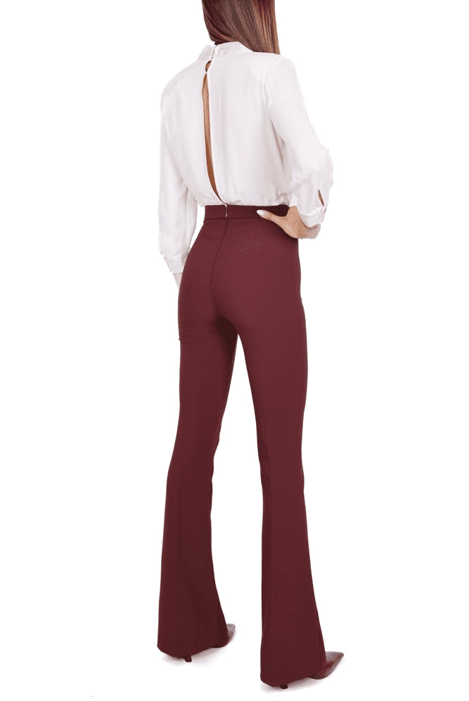 Elisabetta Franchi tuta elegante bicolore bordeaux