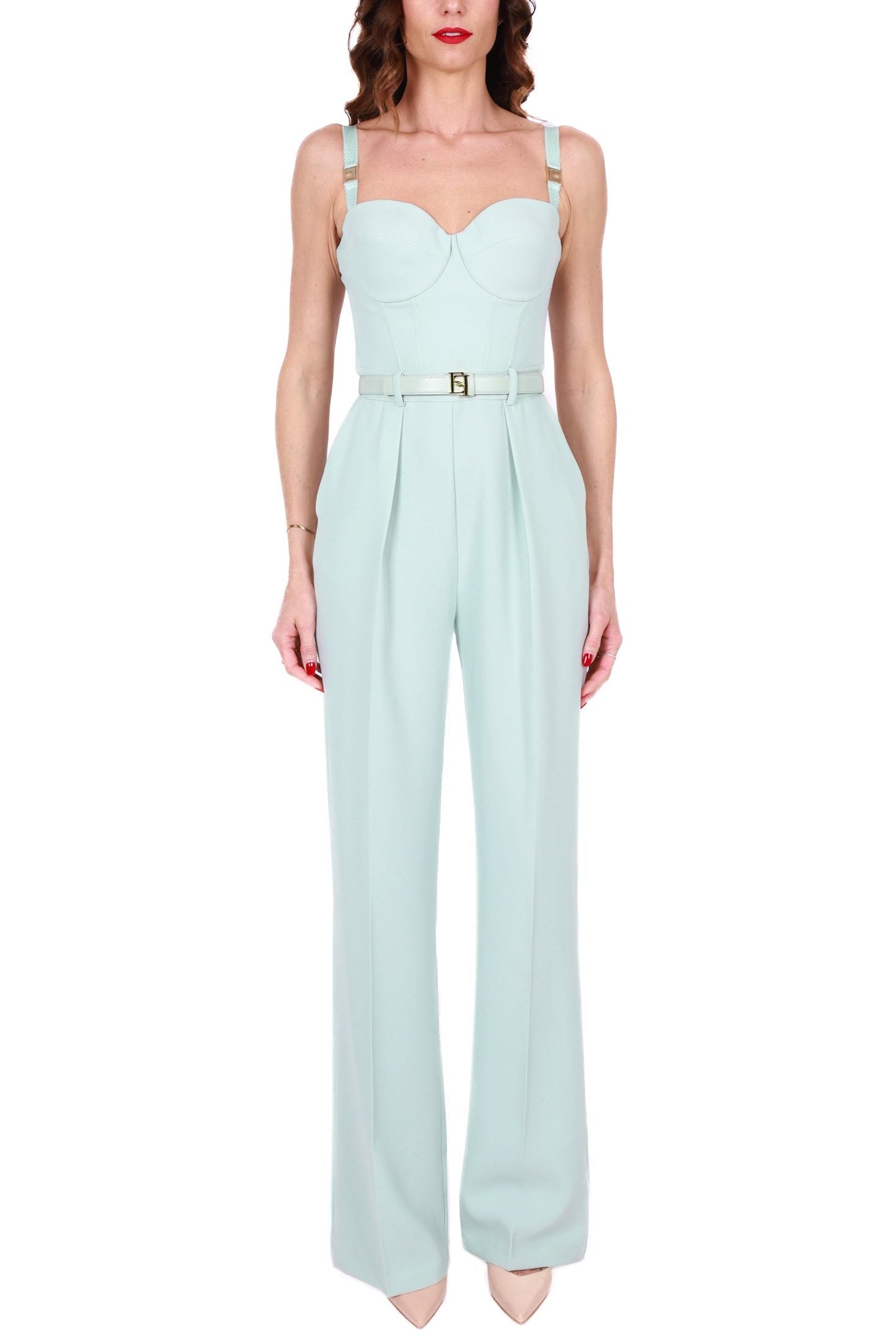 Elisabetta Franchi tuta elegante con bustino verde