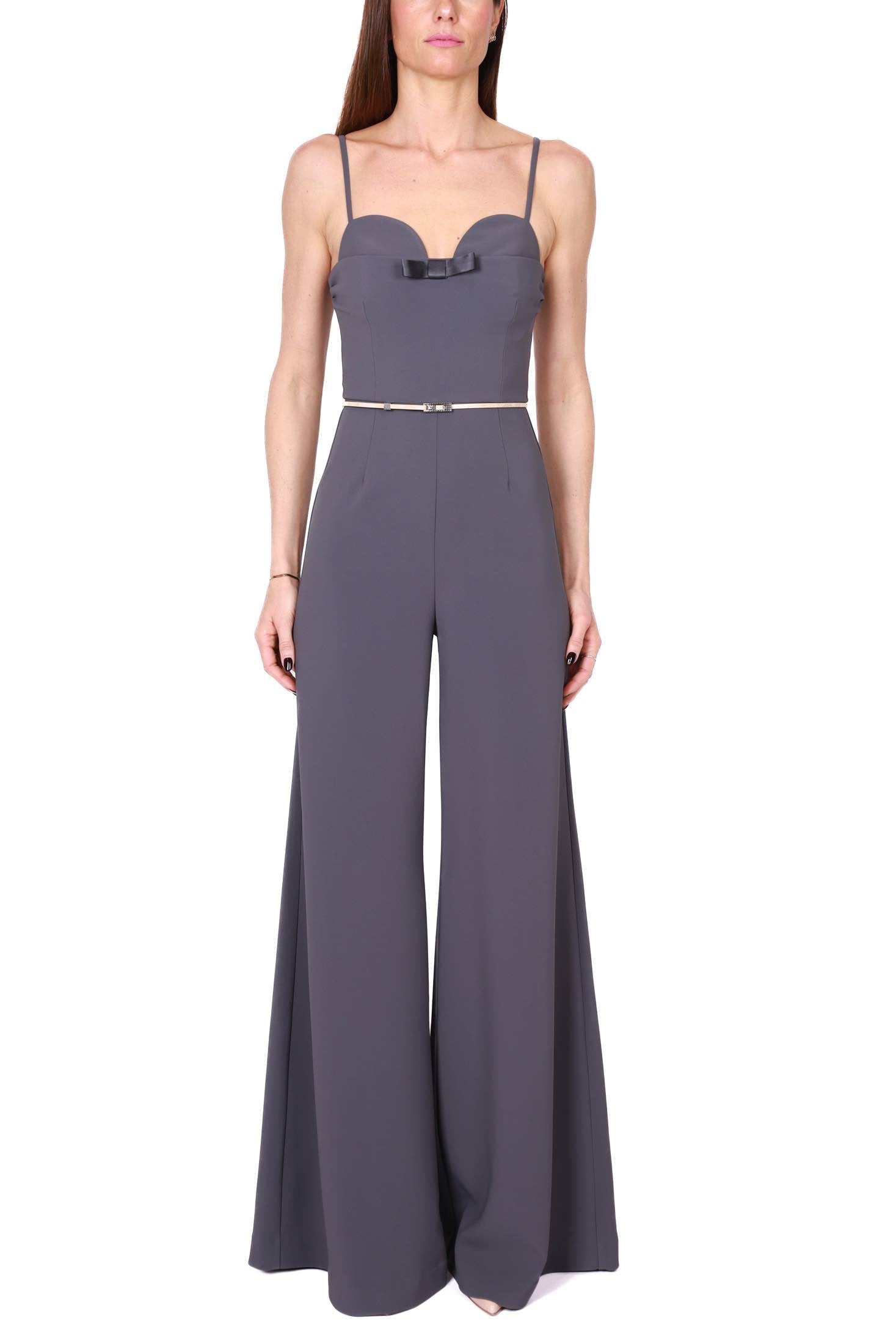 Elisabetta Franchi tuta elegante con spalline sottili in crÈpe grigio