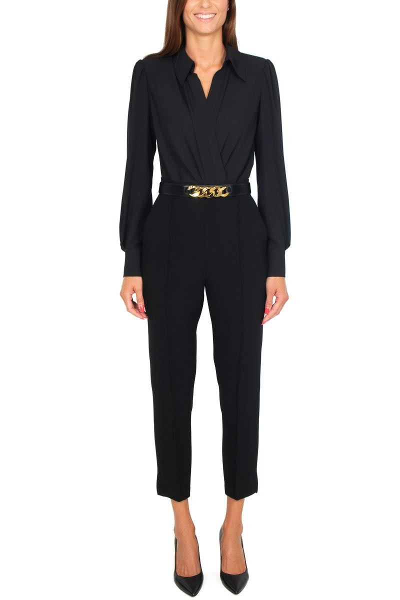 Elisabetta Franchi tuta elegante pantalone e camicia nero