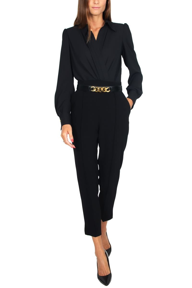 Elisabetta Franchi tuta elegante pantalone e camicia nero
