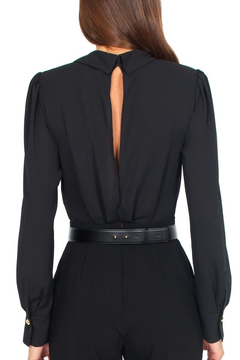 Elisabetta Franchi tuta elegante pantalone e camicia nero