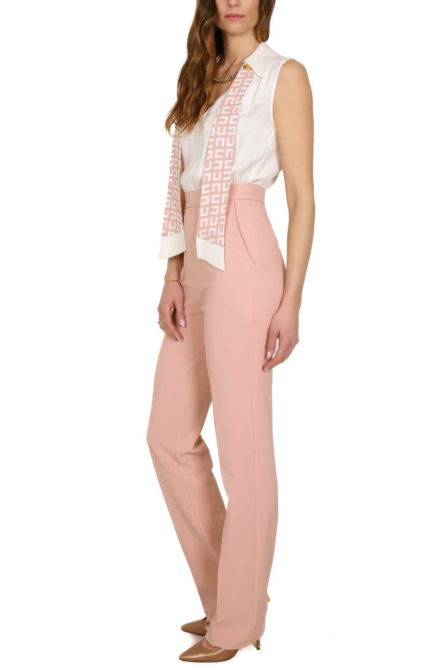 Elisabetta Franchi tuta elegante smanicata rosa