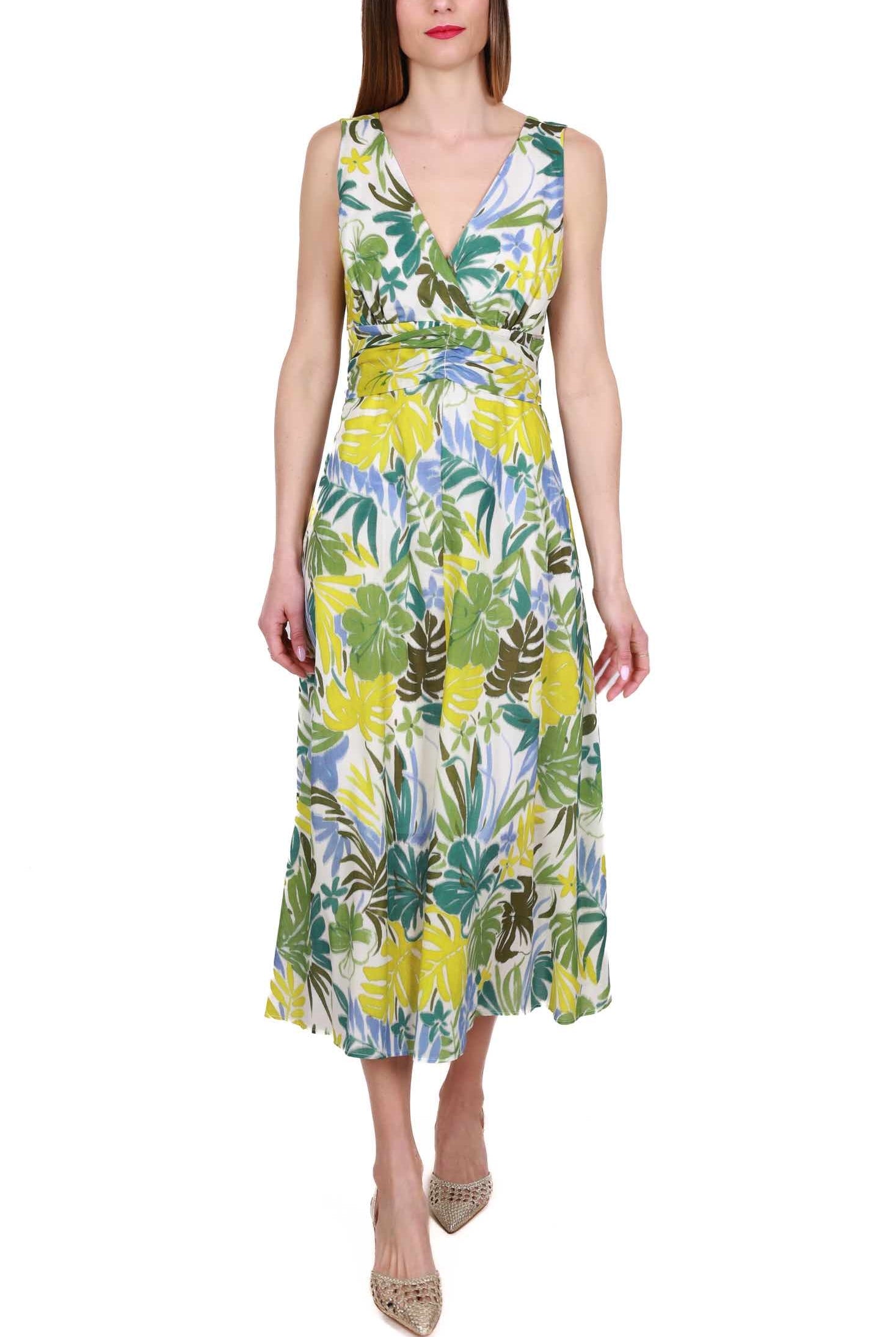 Liu Jo White vestito lungo in mussola di cotone fantasia