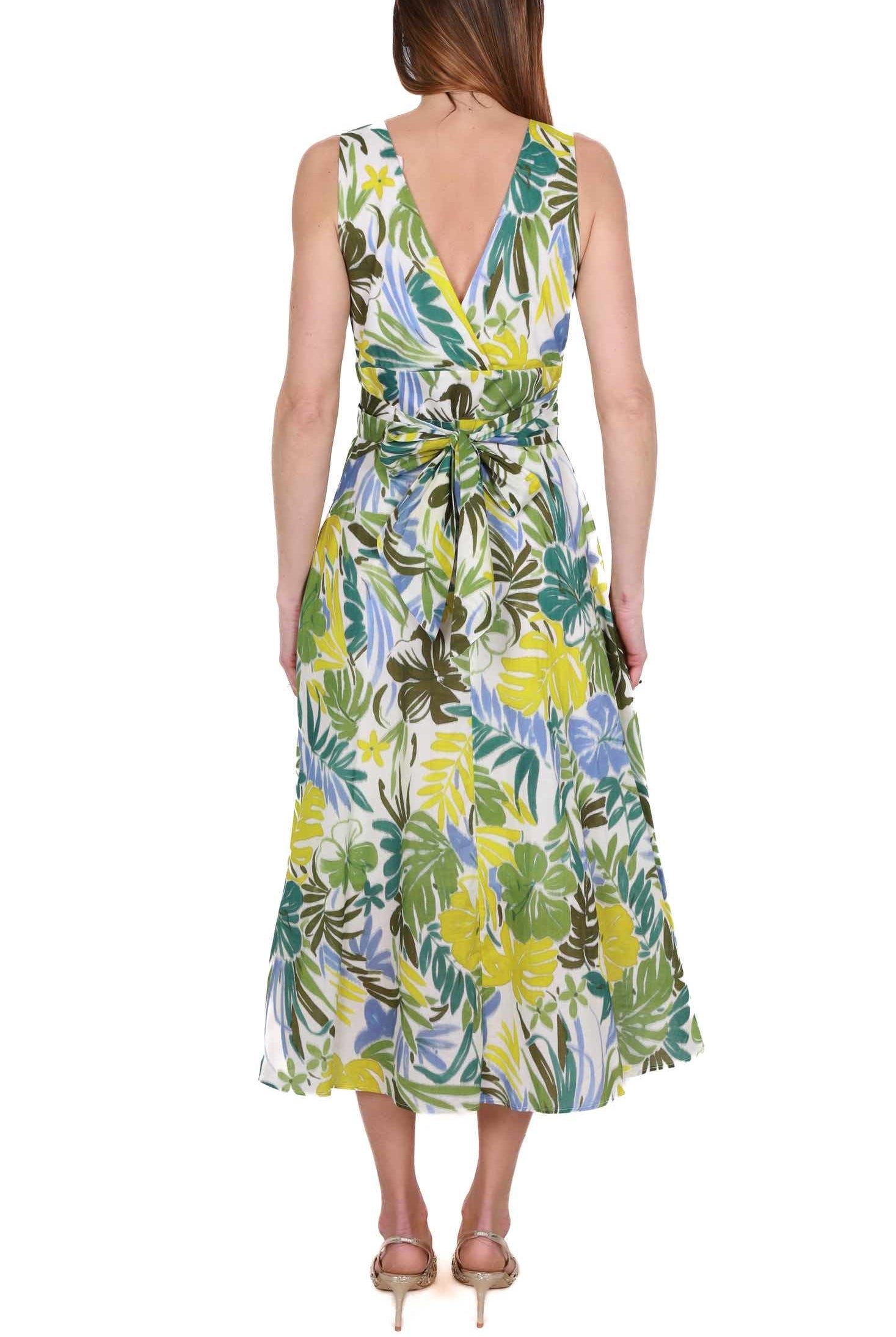 Liu Jo White vestito lungo in mussola di cotone fantasia