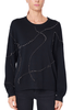 OVERSIZED CREW NECK SWEATER WITH BLACK PEARLS