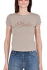 T-SHIRT CROPPED CON LOGO BEIGE