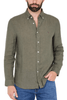 CAMICIA UOMO BUTTON DOWN IN PURO LINO VERDE
