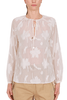 BLUSA GIROCOLLO IN TULLE CON FIORI BEIGE