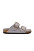 SANDALO ARIZONA BIG BUCKLE IN PELLE EFFETTO LUCIDO GRIGIO