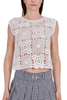 TOP SMANICATO IN MAGLIA CROCHET BEIGE