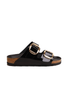 SANDALO ARIZONA BIG BUCKLE IN PELLE EFFETTO LUCIDO NERO