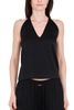 TOP SMANICATO IN RASO NERO