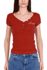 T-SHIRT SCOLLO A V A COSTINE ROSSO