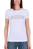 T-SHIRT GIROCOLLO LOGO RICAMATO E STRASS BIANCO