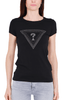 T-SHIRT GIROCOLLO CON STRASS NERO