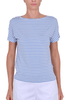T-SHIRT MANICHE CORTE A RIGHE AZZURRO
