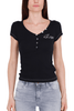 T-SHIRT SCOLLO A V IN JERSEY A COSTINE NERO