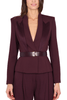 GIACCA BLAZER CORTA IN CREPE CON CINTURA BORDEAUX