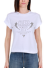 T-SHIRT CROPPED GIROCOLLO CON STRASS BIANCO