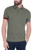POLO PIQUET DI COTONE STRETCH CON BORDI COLORATI VERDE