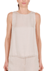 TOP SMANICATO IN MISTO LINO BEIGE