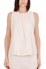 TOP SMANICATO IN POPELINE DI COTONE BEIGE