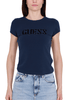 T-SHIRT CROPPED CON LOGO E STRASS BLU
