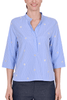 BLUSA IN POPELINE DI COTONE A RIGHE AZZURRO