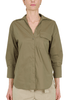 CAMICIA IN COTONE CON INSERTO RASO FANTASIA VERDE