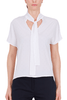 BLUSA MANICHE CORTE CON SCIARPINA BIANCO