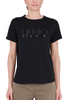 T-SHIRT CON LOGO RICAMATO E CHARMS NERO