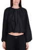 BLUSA GIROCOLLO CON MANICHE A PALLONCINO NERO