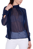 BLUSA IN VOILLE DI SETA CON SCIARPA BLU