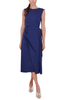 ABITO MIDI SMANICATO IN POPELINE DI COTONE BLU