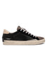 SNEAKER IN PELLE NERA CON DETTAGLI SUEDE TORTORA
