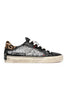 SNEAKER DONNA DETTAGLIO ANIMALIER IN PELLE NERO