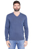 MAGLIONE SCOLLO A V IN COTONE AZZURRO