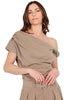 TOP MONOSPALLA DRAPPEGGIATO MARRONE